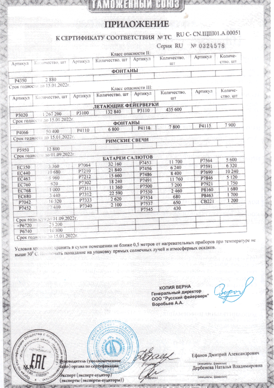 Сертификат соответствия № 0324578  - Вяземский | vyazemskij.salutsklad.ru 